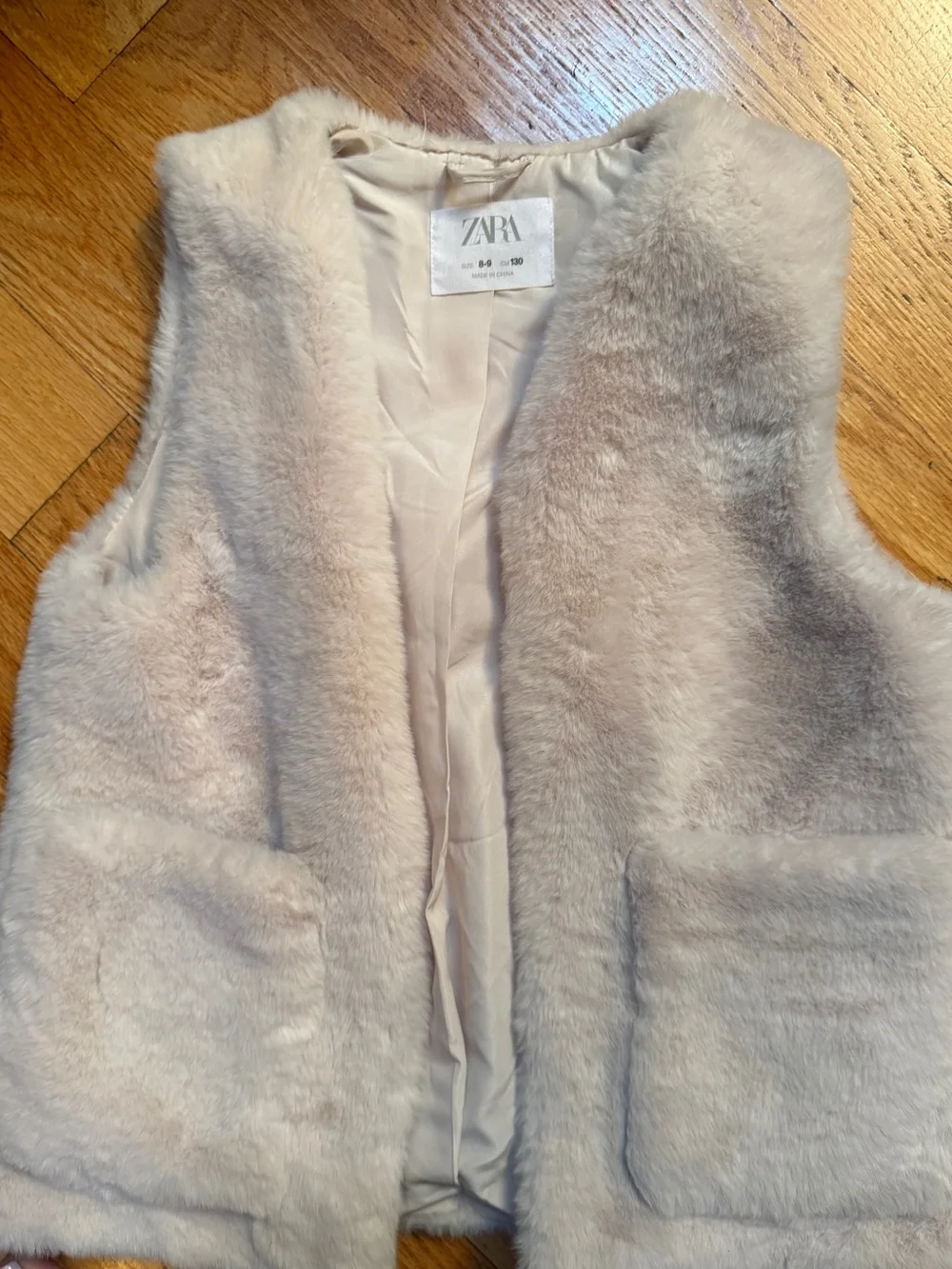 Zara Cream Faux Fur Vest Girls